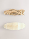 Gold tone cream resin metal hair slides 2 pack - British product