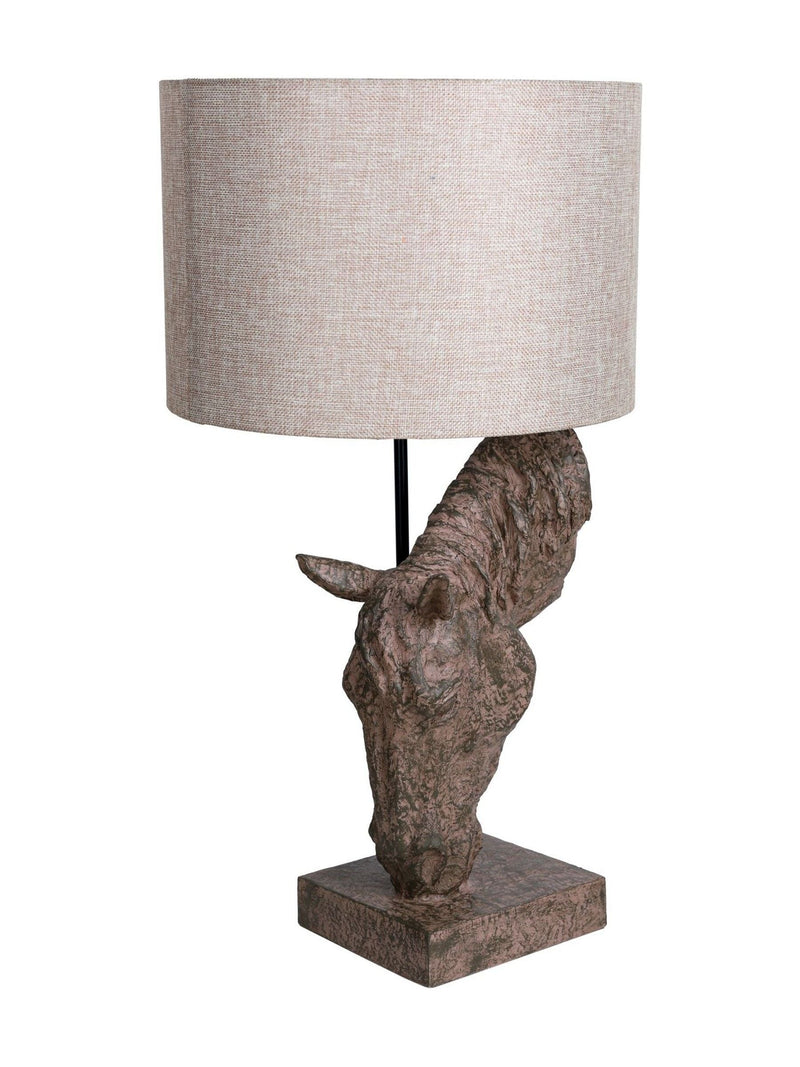 Libra Interiors brown horse lamp with shade - British product