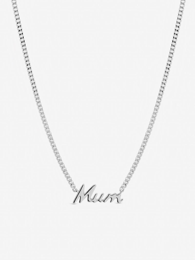 Inicio sterling silver plated Mum necklace with cursive pendant - British product