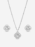 Inicio diamond cut clover set pendant and earrings sterling silver plated (British brand)