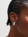 Inicio sterling silver plated textured chubby hoop earrings, imported from the UK