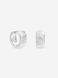 Inicio sterling silver plated textured chubby hoop earrings, imported from the UK