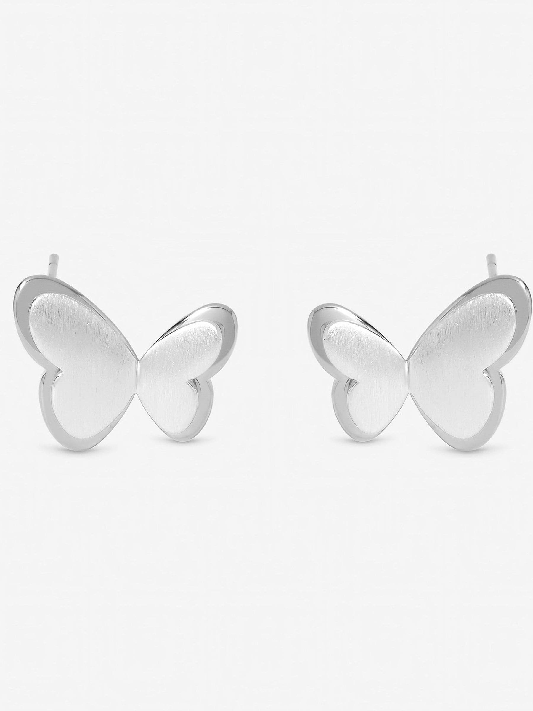Inicio silver plated satin butterfly earrings 16.4mm, UK version