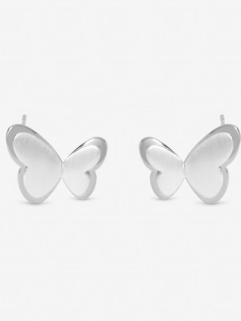 Inicio silver plated satin butterfly earrings 16.4mm, UK version