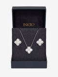 Inicio mother of pearl clover jewellery set gift box, UK version