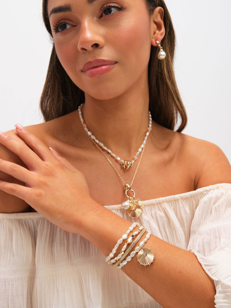 Mood multi row charm pearl necklace, UK version