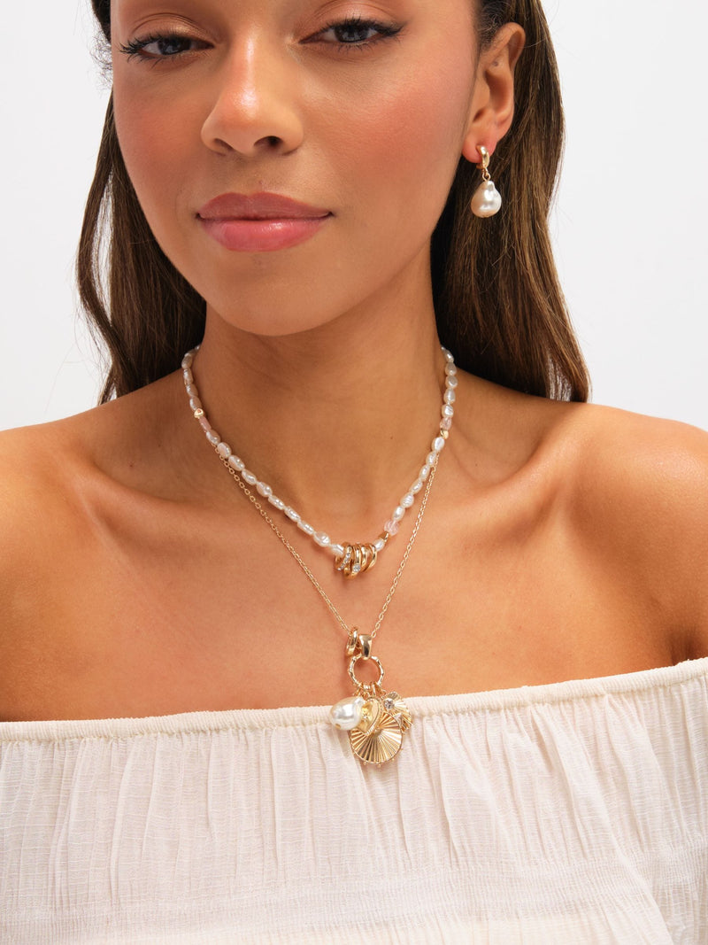 Mood multi row charm pearl necklace, UK version