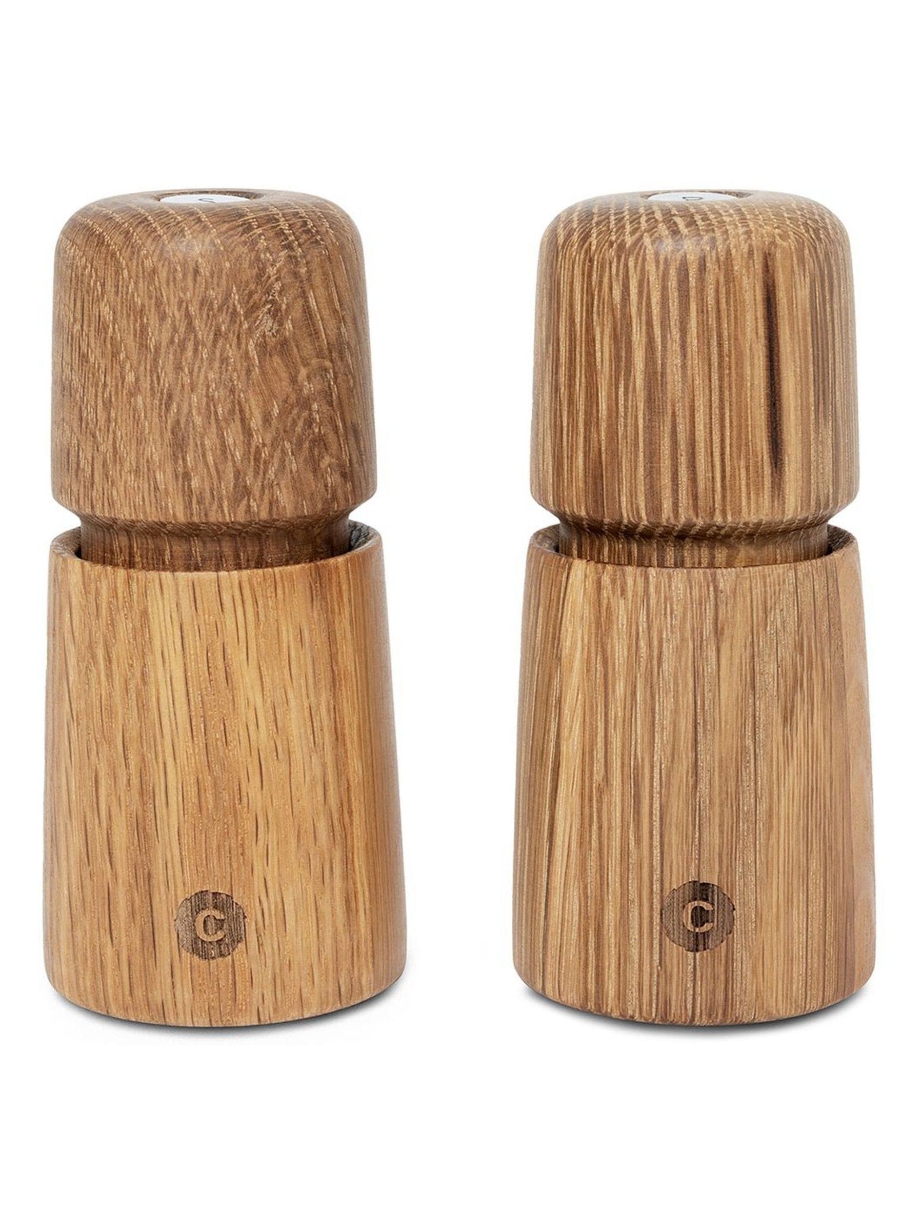 Crush Grind Stockholm oak salt and pepper grinder set, imported from the UK