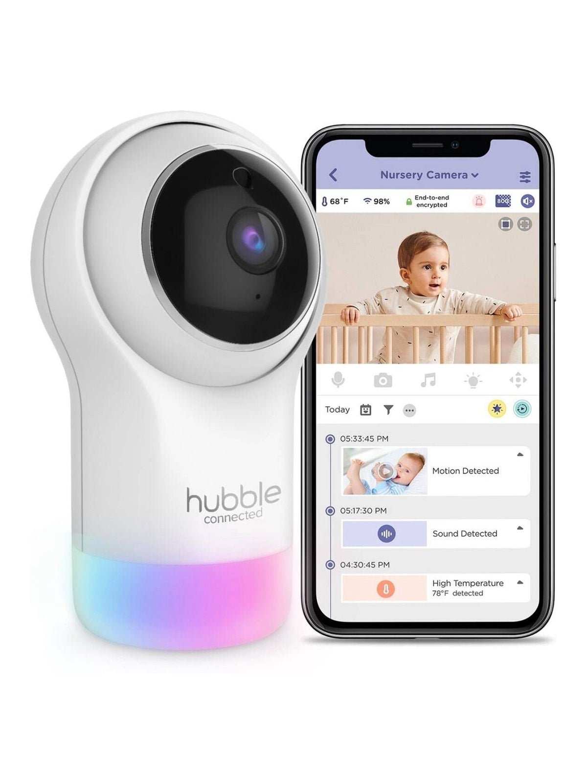 Hubble White Nursery Pal Glow baby monitor, imported from the UK
