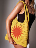 South Beach yellow sun crochet shoulder bag - British product