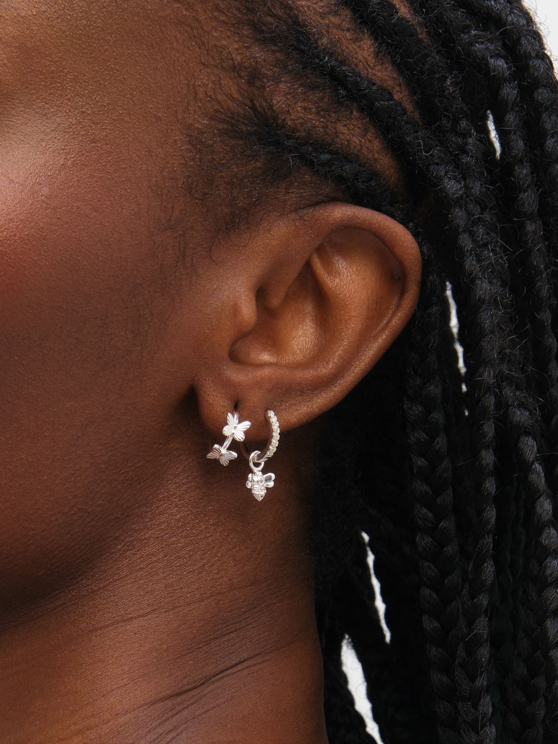Inicio sterling silver plated butterfly and bumble bee earrings 2 pack (British brand)