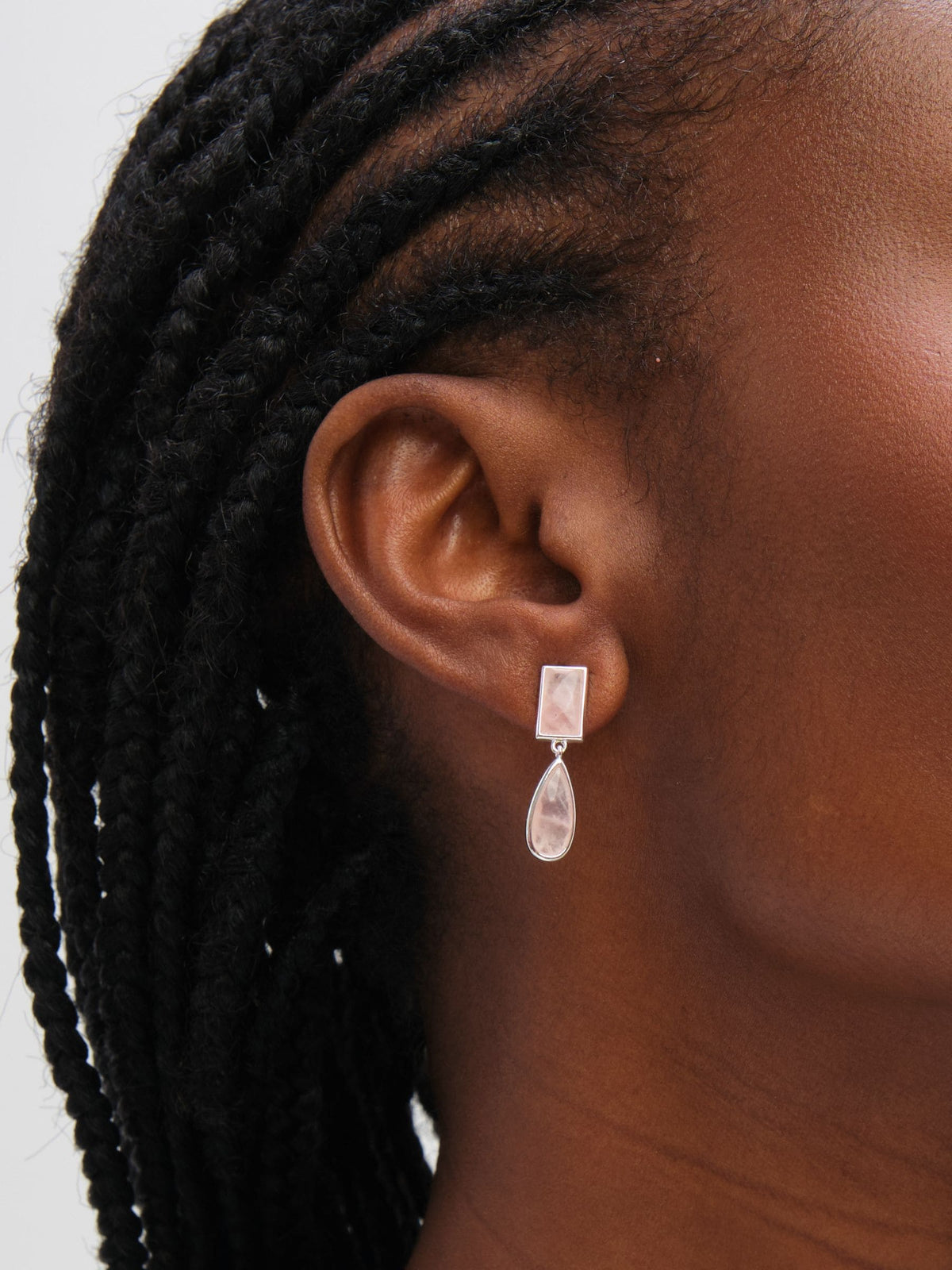 Inicio sterling silver plated rose faceted double drop earrings - British product