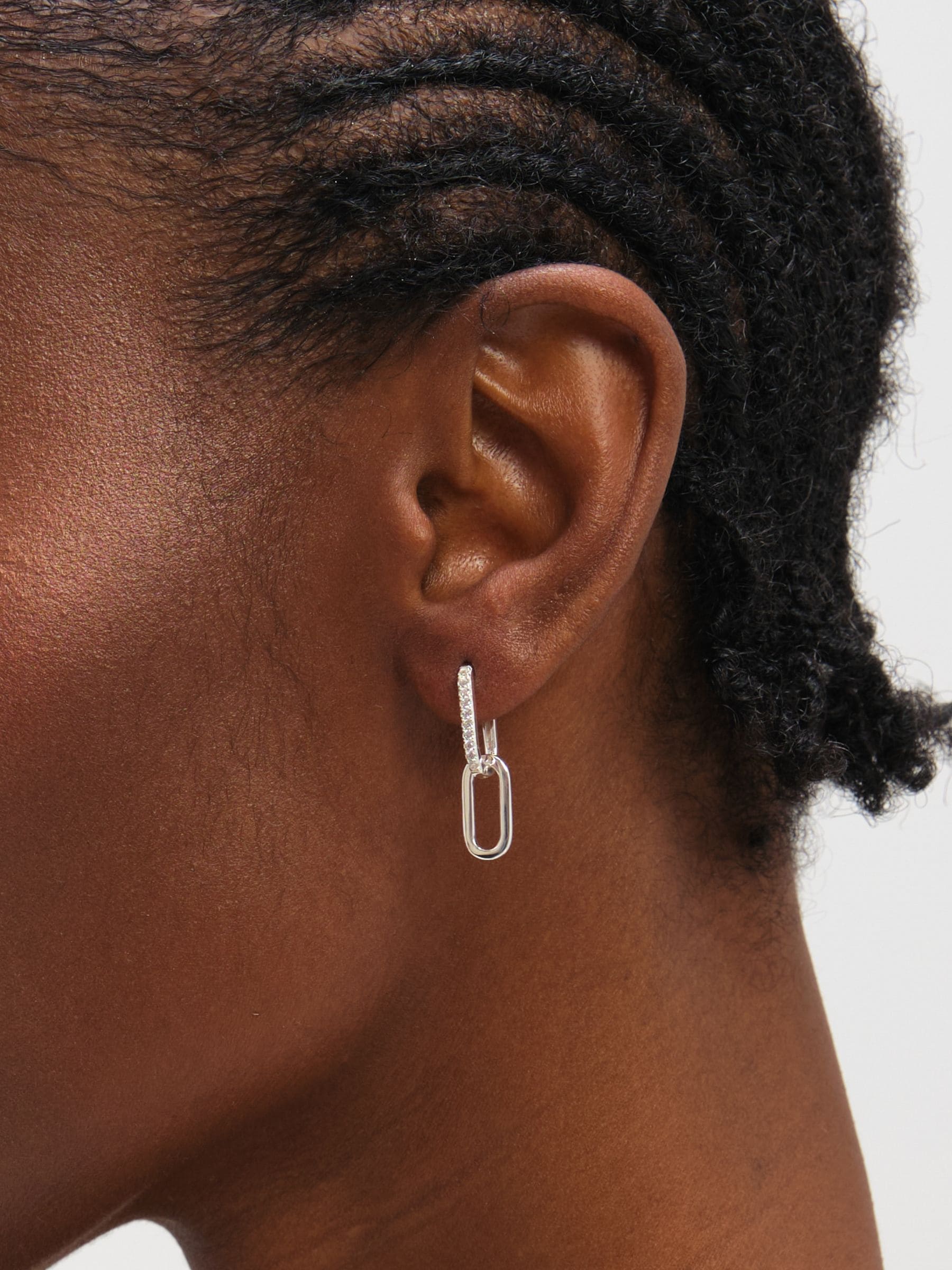 Inicio sterling silver plated double link drop earrings - British product