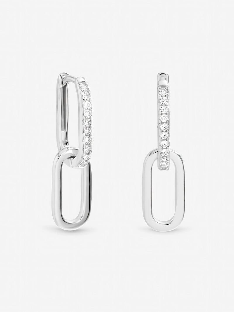 Inicio sterling silver plated double link drop earrings - British product