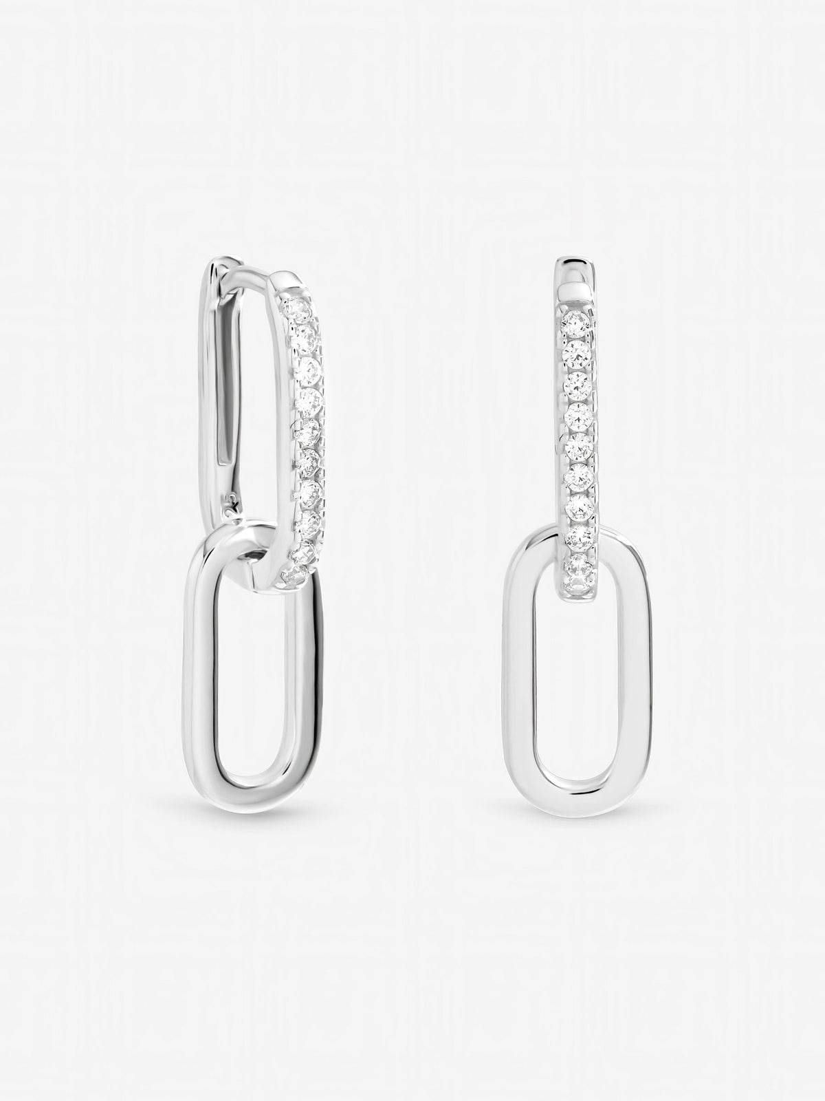 Inicio sterling silver plated double link drop earrings - British product