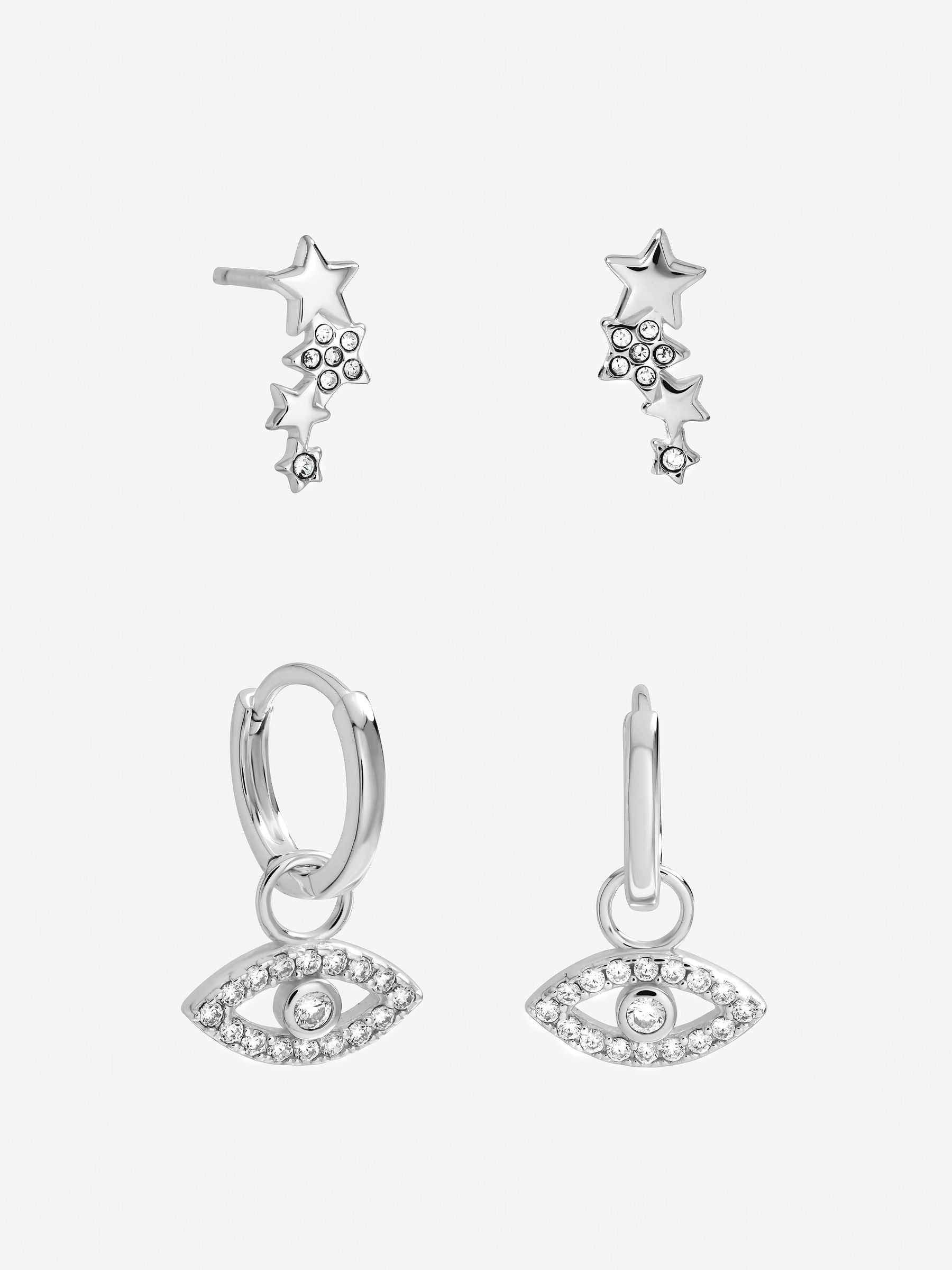 Inicio Celestial Earrings 2 Pack - sterling silver plated, imported from the UK