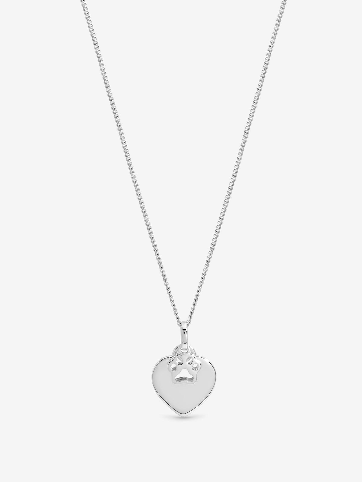 Inicio sterling silver plated heart pendant with pawprint charm (British brand)