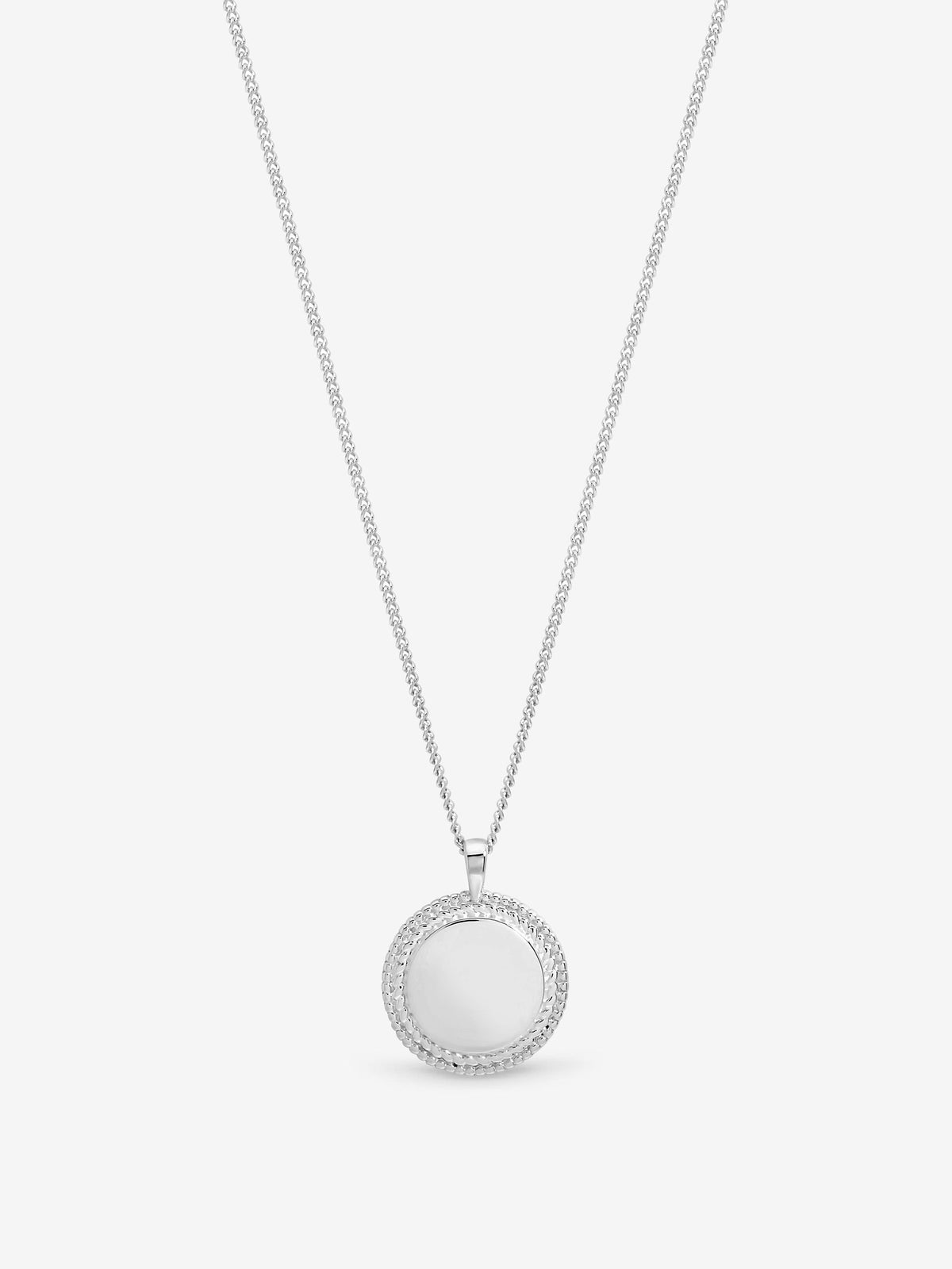 Inicio sterling silver plated beaded edge pendant, UK version
