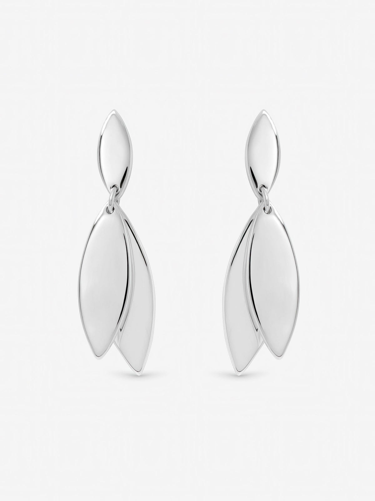 Inicio polished double drop earrings sterling silver plated, imported from the UK
