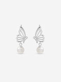 Inicio polished butterfly pearl drop earrings (British brand)