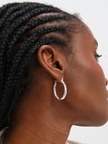 Inicio sterling silver plated oval hoop earrings 25mm, imported from the UK