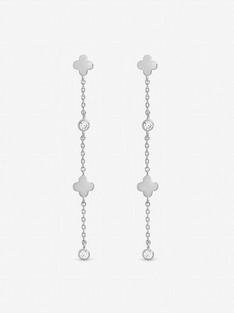 Inicio sterling silver plated crystal clover drop earrings (British brand)