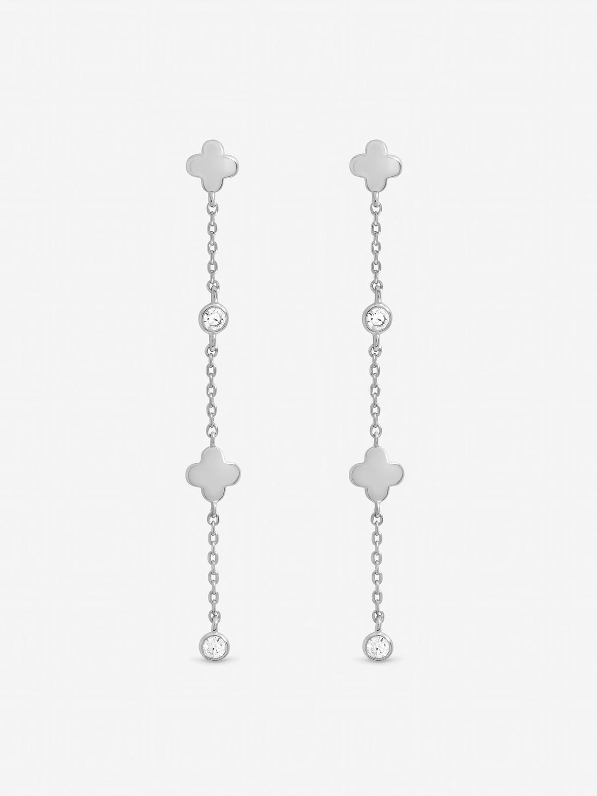 Inicio sterling silver plated crystal clover drop earrings (British brand)