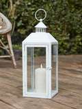 Lights4fun Perth white garden lantern with TruGlow candle, imported from the UK