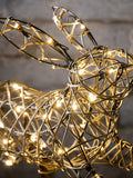 Lights4fun Brown Rattan Light Up Leaping Bunny, imported from the UK