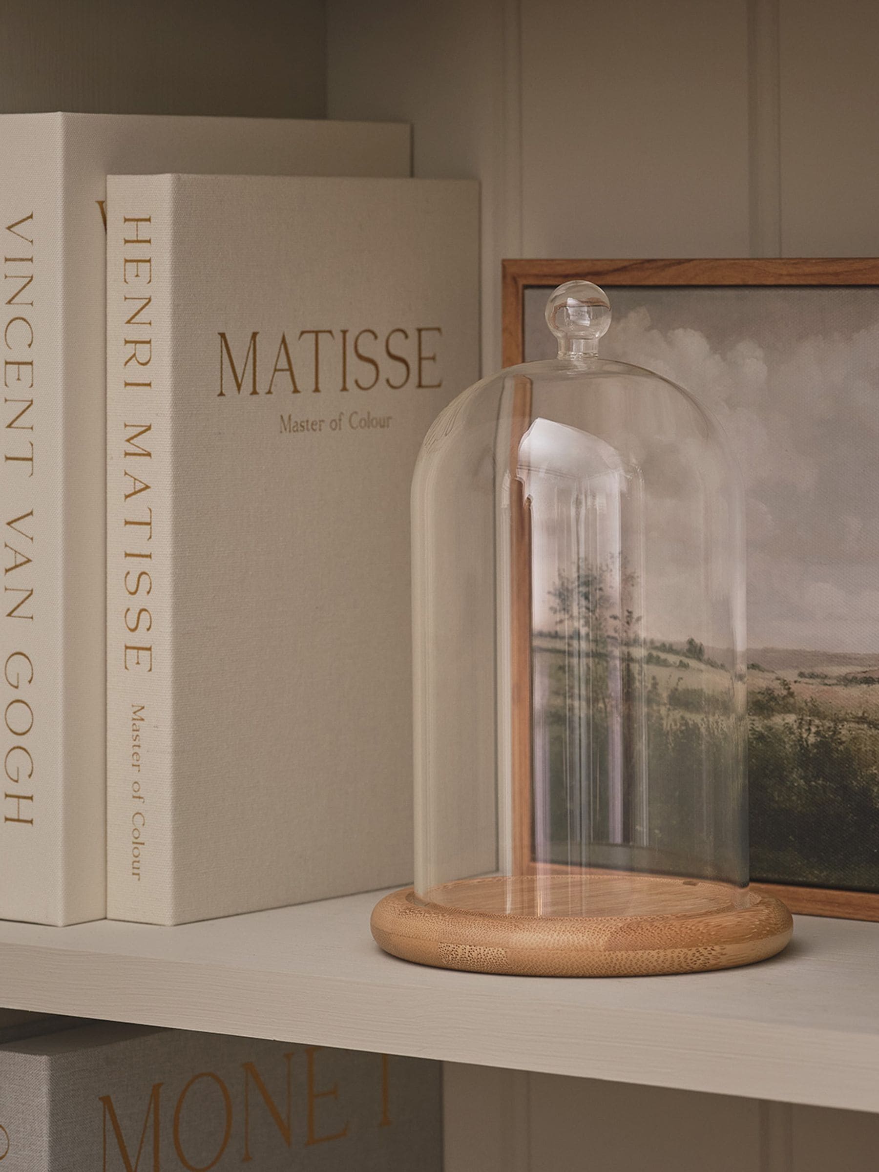 Lights4fun clear glass dome bell jar 20cm with wood base, UK version