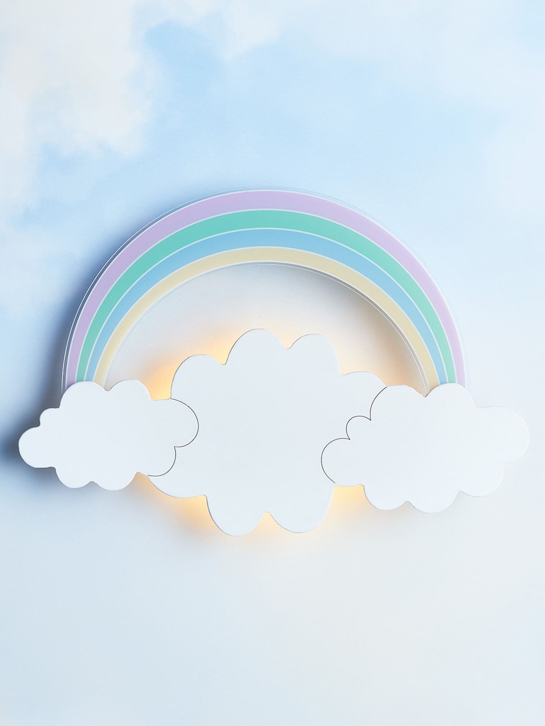 Lights4fun multi rainbow and cloud children's wall light - British product