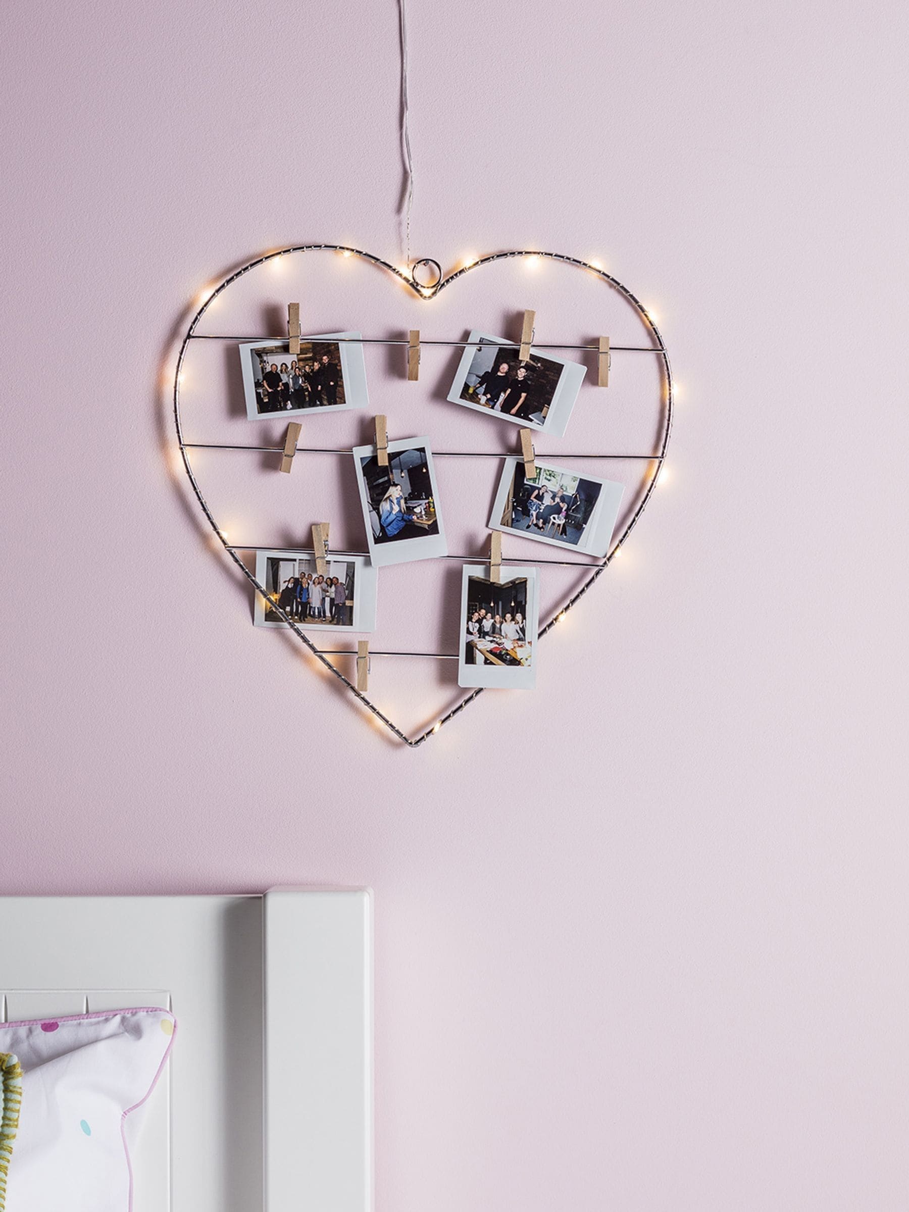 Lights4fun silver micro light heart 35cm - British product