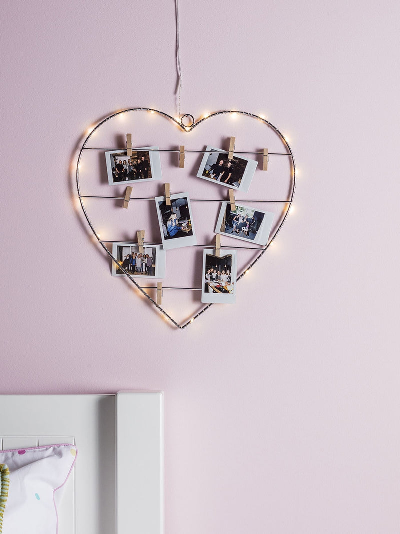 Lights4fun silver micro light heart 35cm - British product