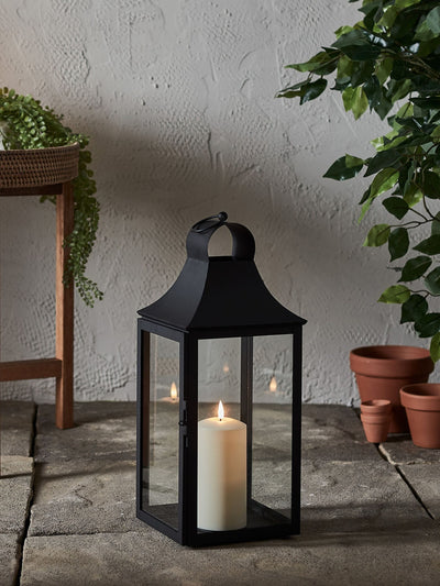 Next Lights4fun Albury Black Garden Lantern with TruGlow Candle 45cm- Buy online at McGrocer