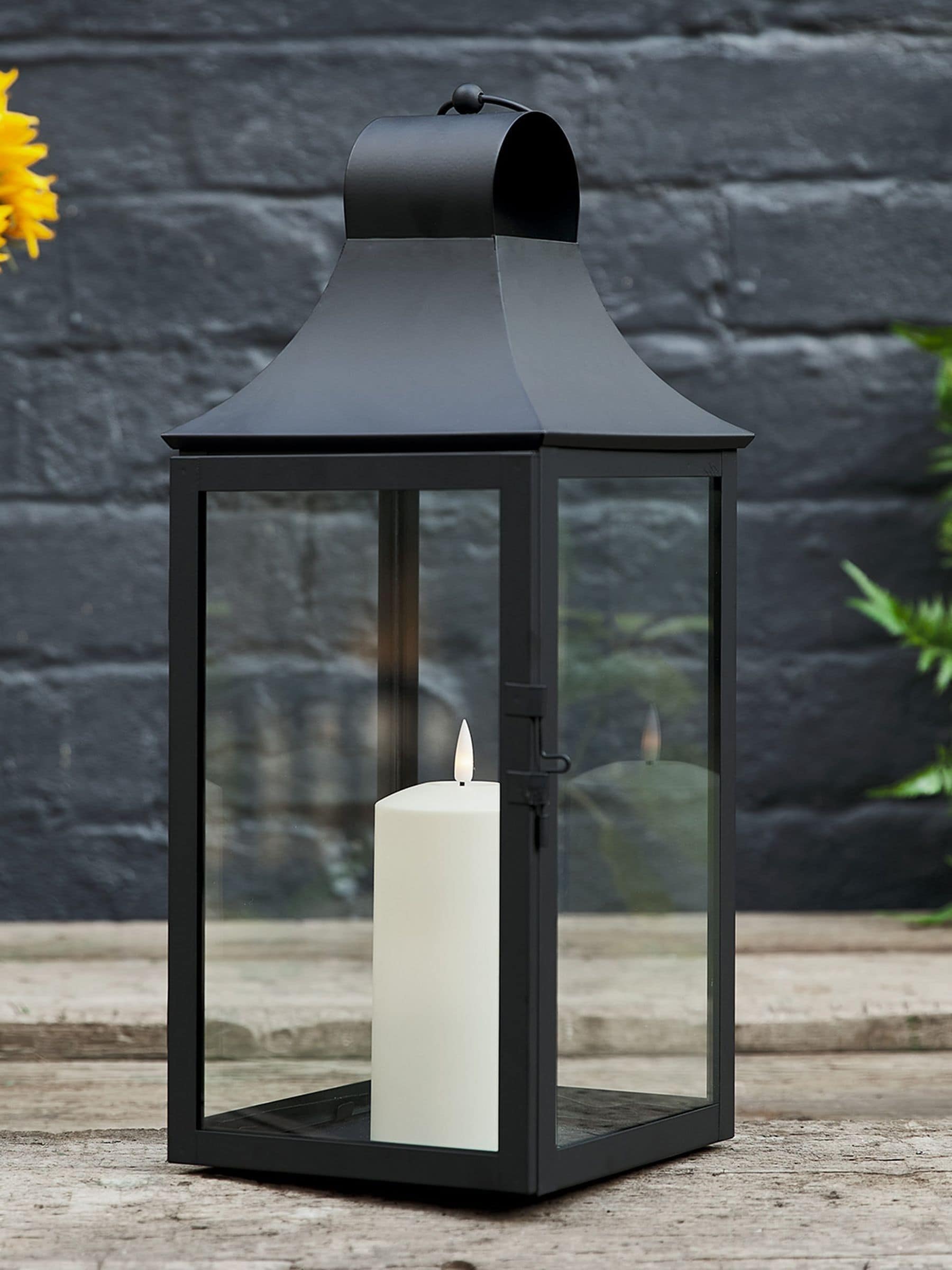 Lights4fun garden lantern Albury black 45cm, imported from the UK