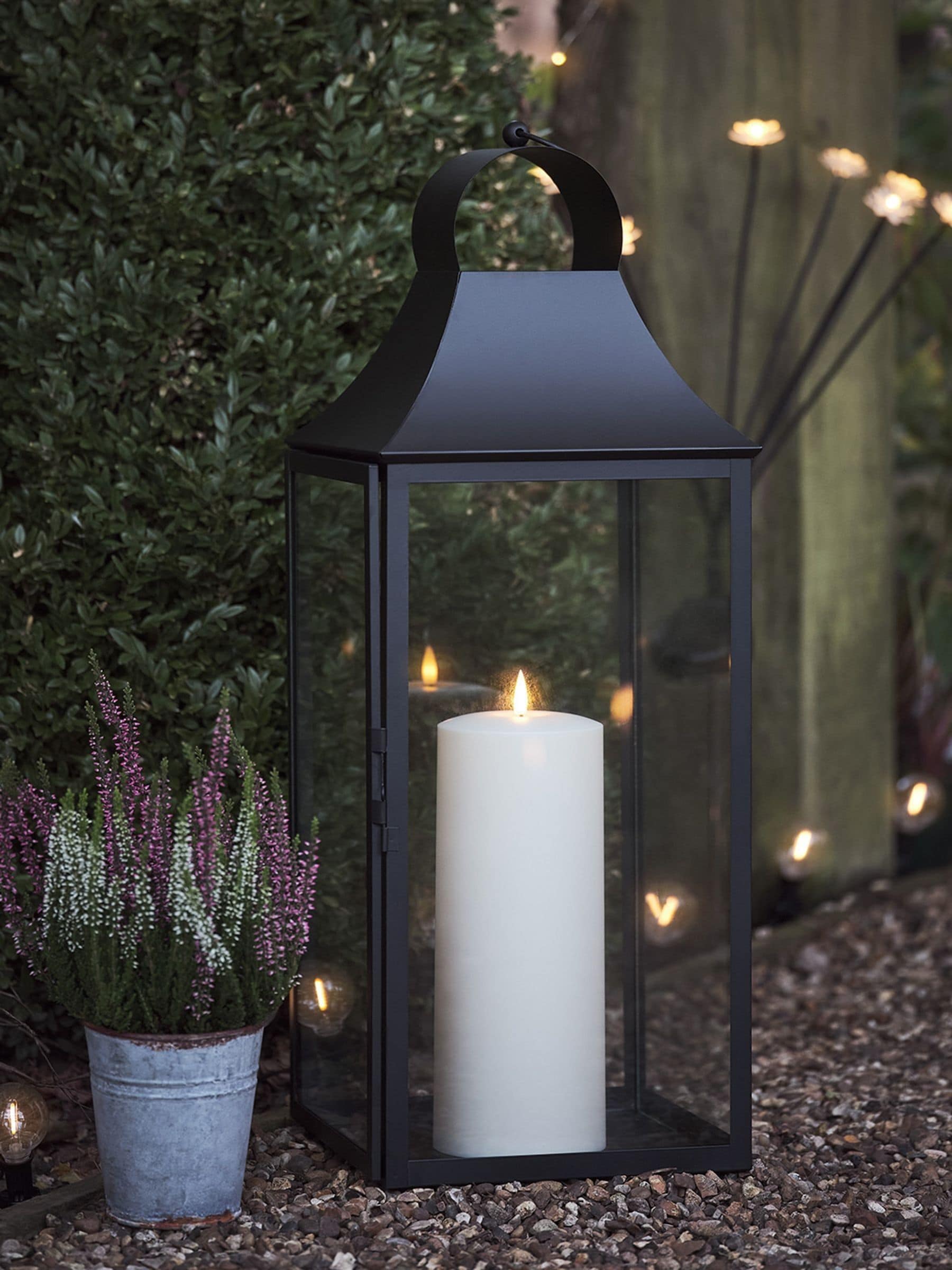 Lights4fun garden lantern Albury black 45cm, imported from the UK