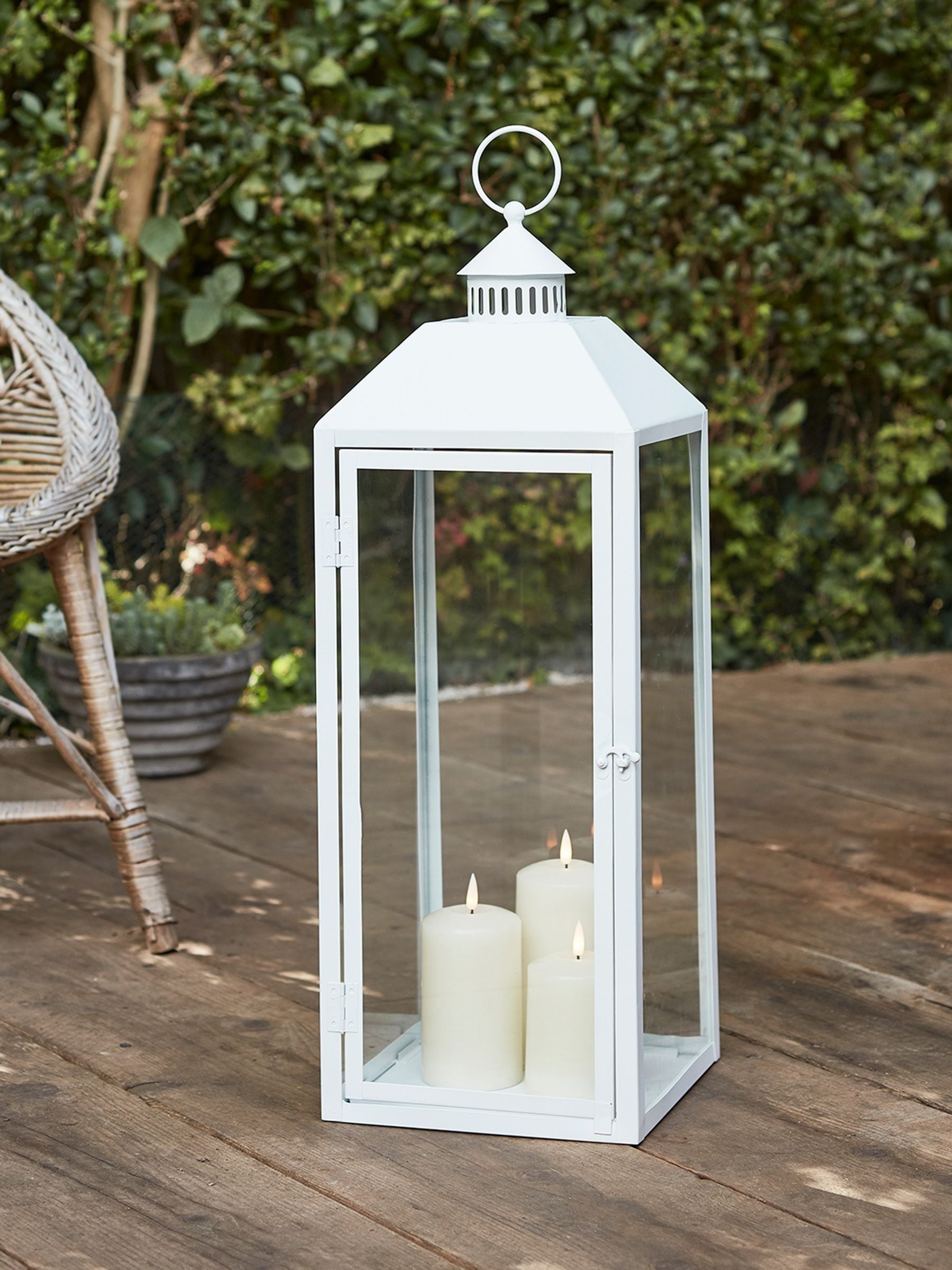 Lights4fun Perth large white garden lantern 59cm, UK version