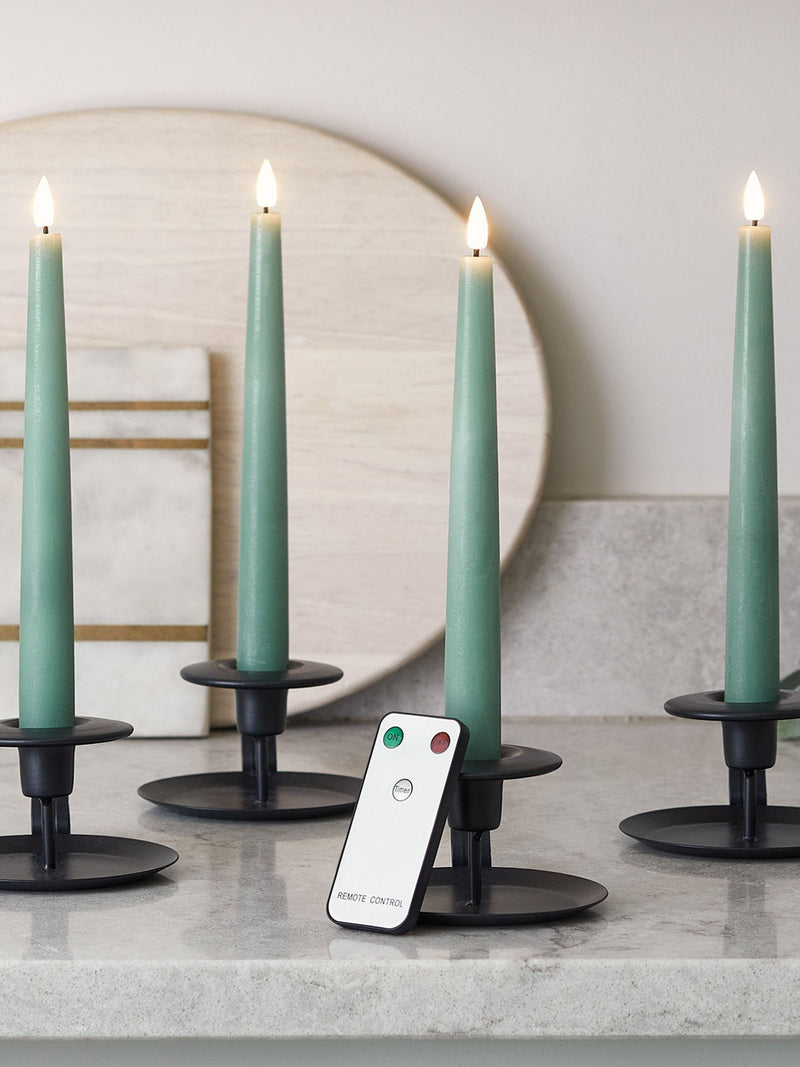 Lights4fun eucalyptus LED taper candles 22cm (British brand)