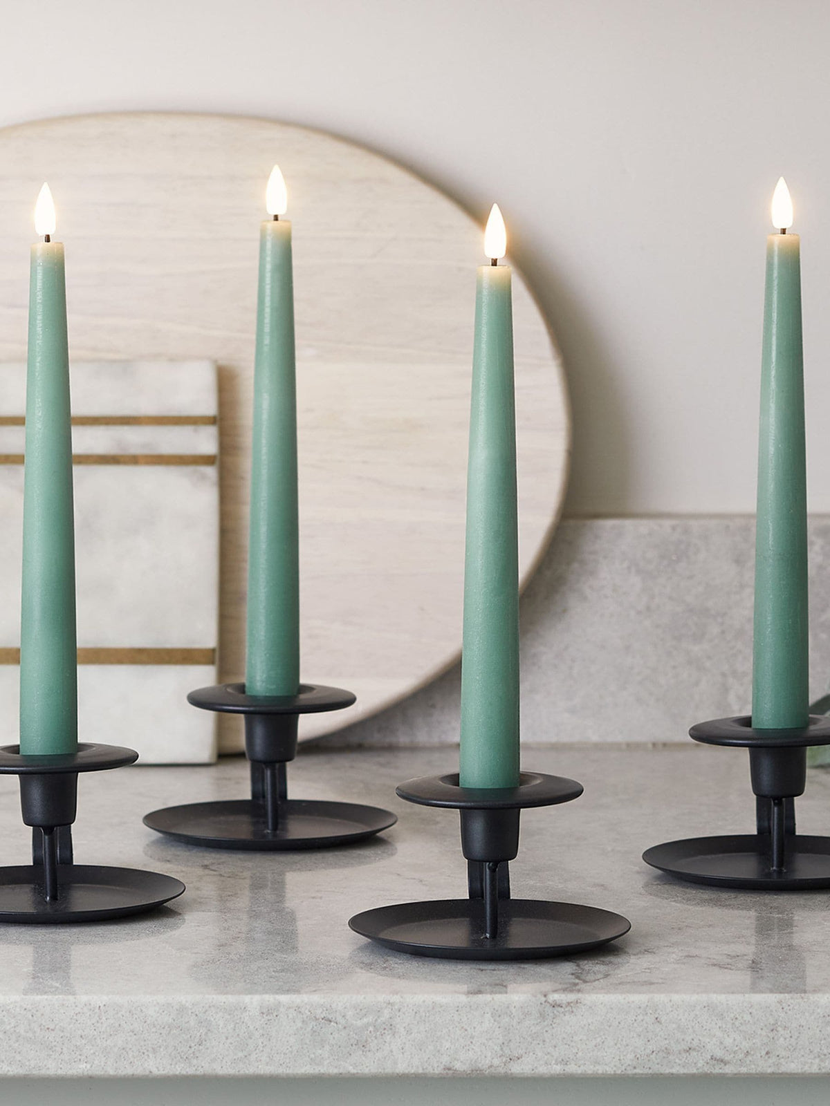 Lights4fun eucalyptus LED taper candles 22cm (British brand)