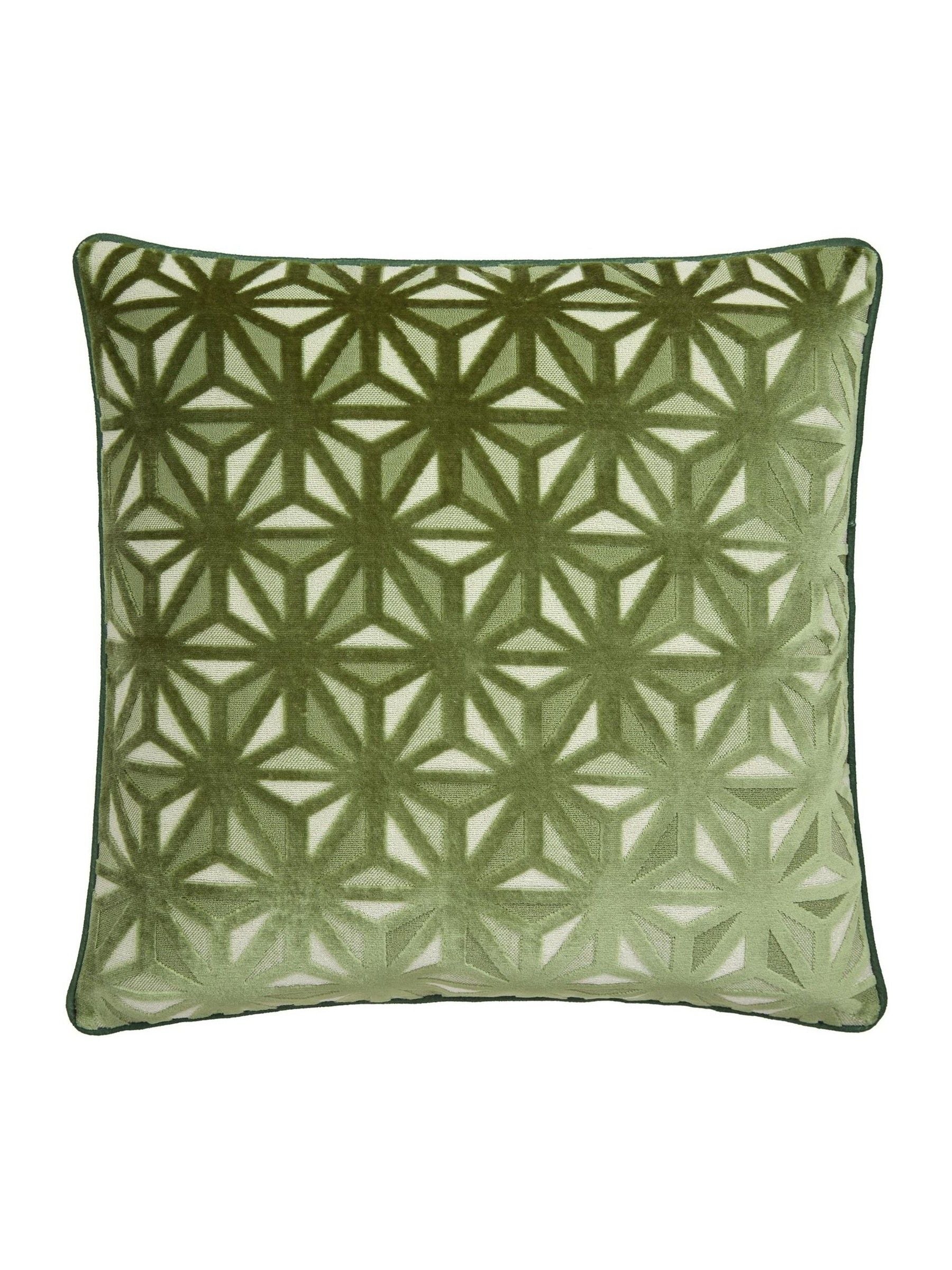 Appletree Green Star Geo Velvet cushion 43x43cm - British product