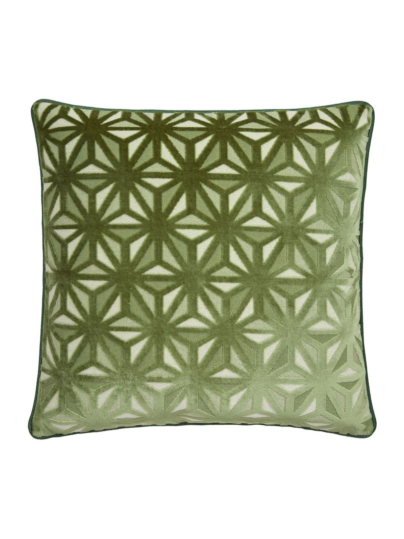 Appletree Green Star Geo Velvet cushion 43x43cm - British product