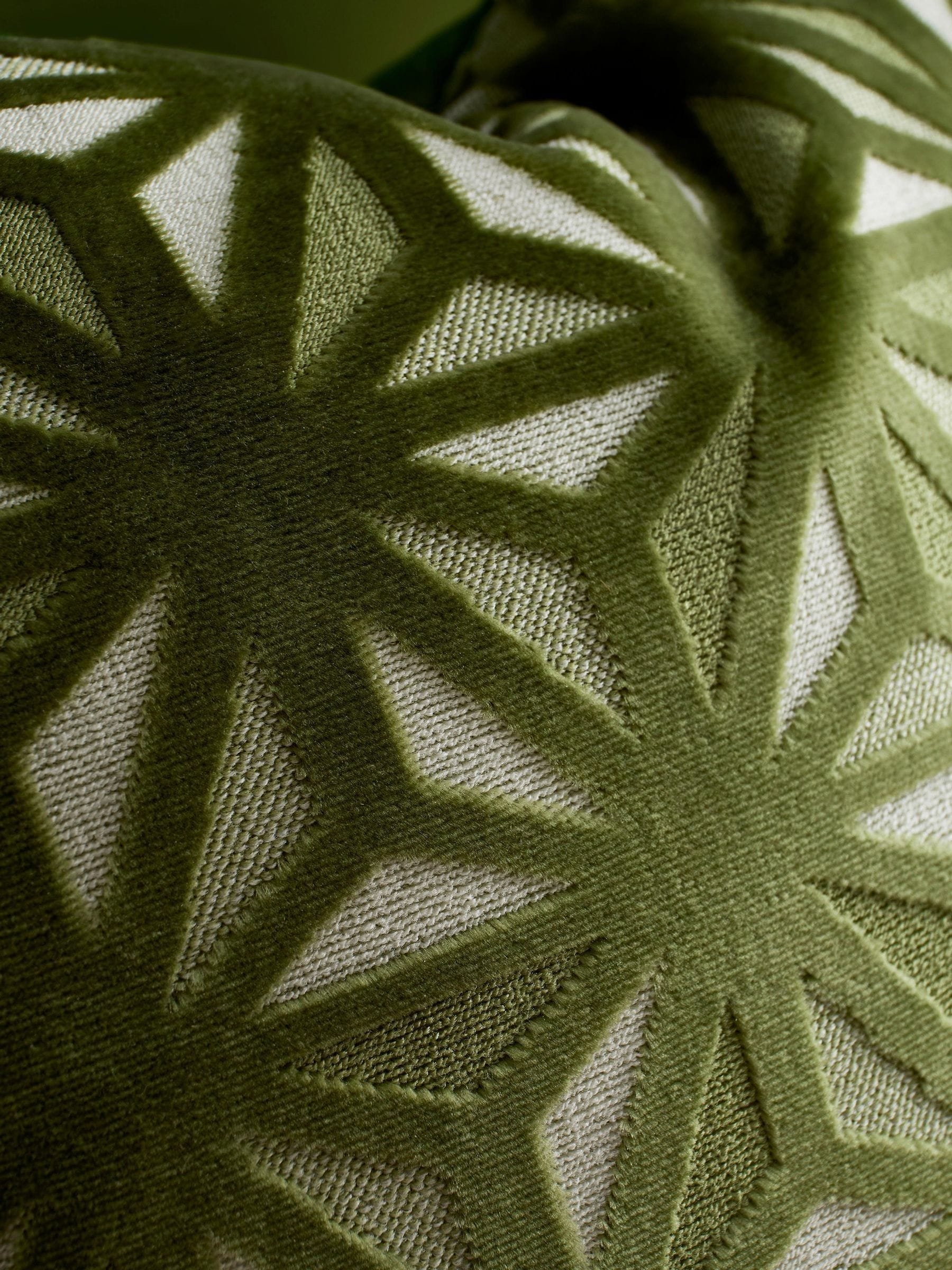 Appletree Green Star Geo Velvet cushion 43x43cm - British product