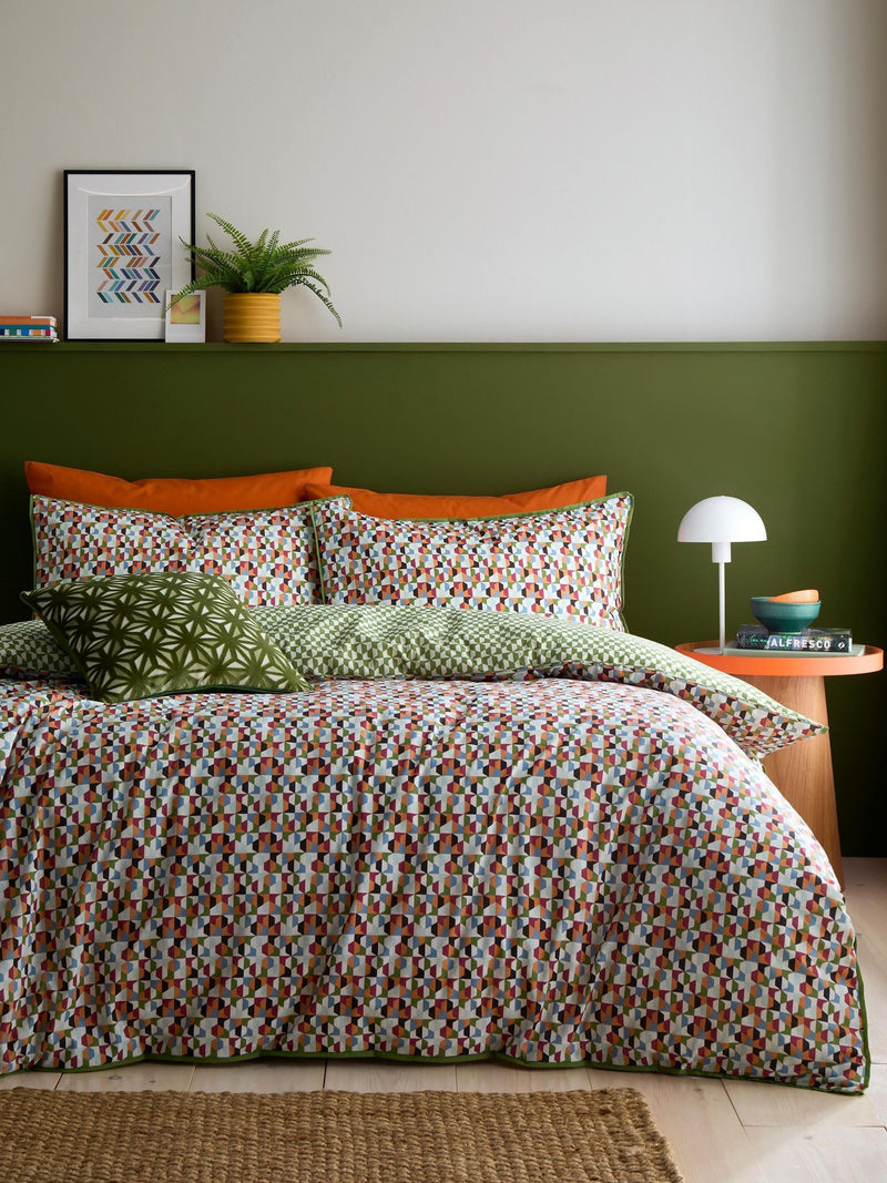 Appletree Green Star Geo Velvet cushion 43x43cm - British product