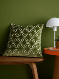 Appletree Green Star Geo Velvet cushion 43x43cm - British product