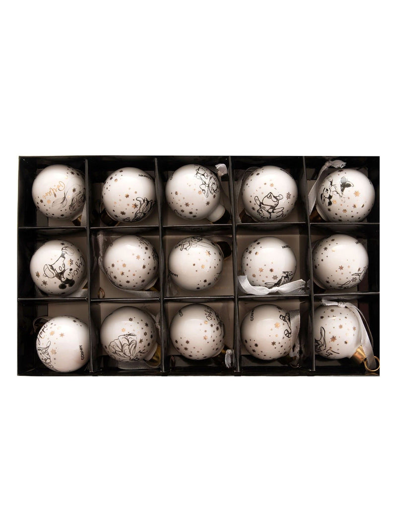 Widdop ceramic Disney baubles set of 15 with gold accents (British brand)
