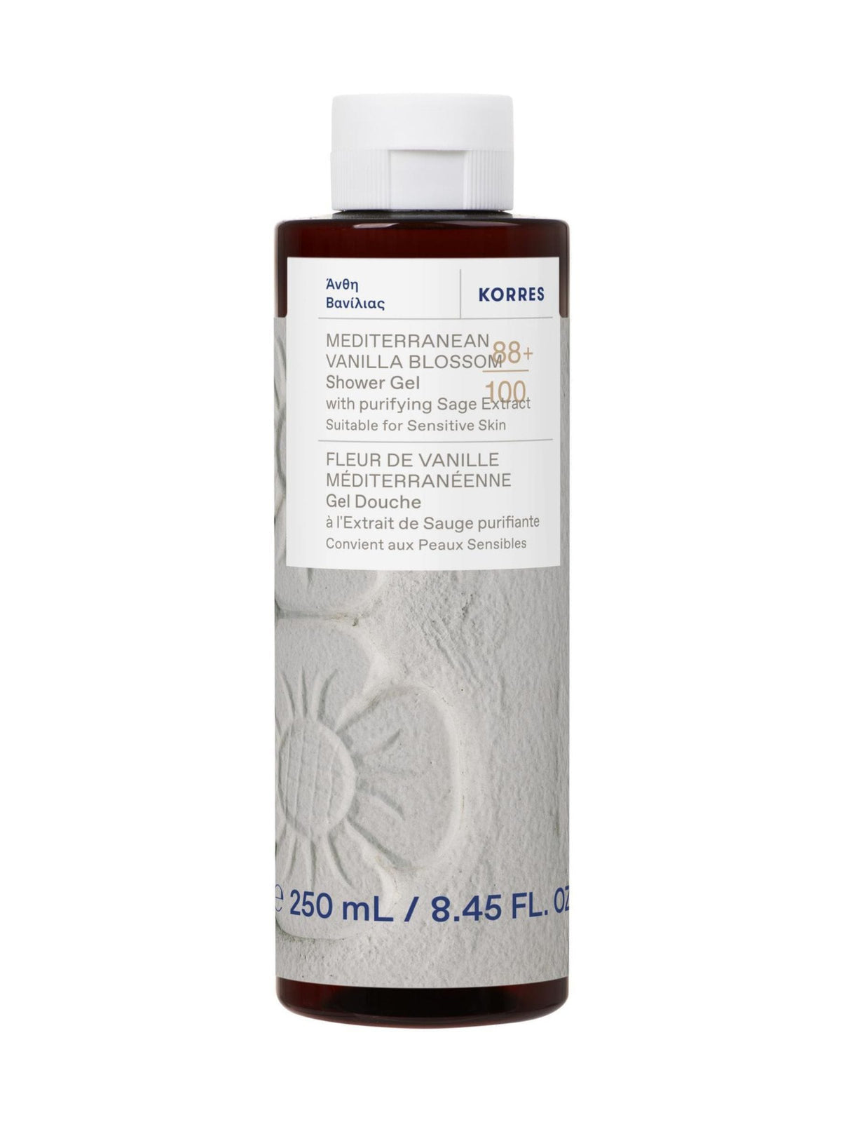 Korres Mediterranean Vanilla shower gel 250ml, imported from the UK