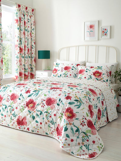 Next Dreams & Drapes Red Abstract Poppy Quilted Bedspread 200x230cm- Buy online at McGrocer
