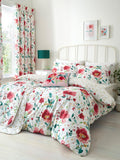 Dreams & Drapes red abstract poppy quilted bedspread 200x230cm, imported from the UK