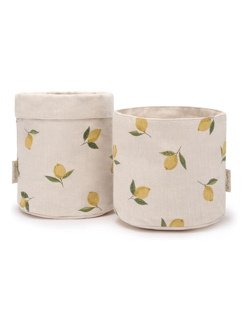 Sophie Allport natural lemons linen bread baskets set of 2 (British brand)