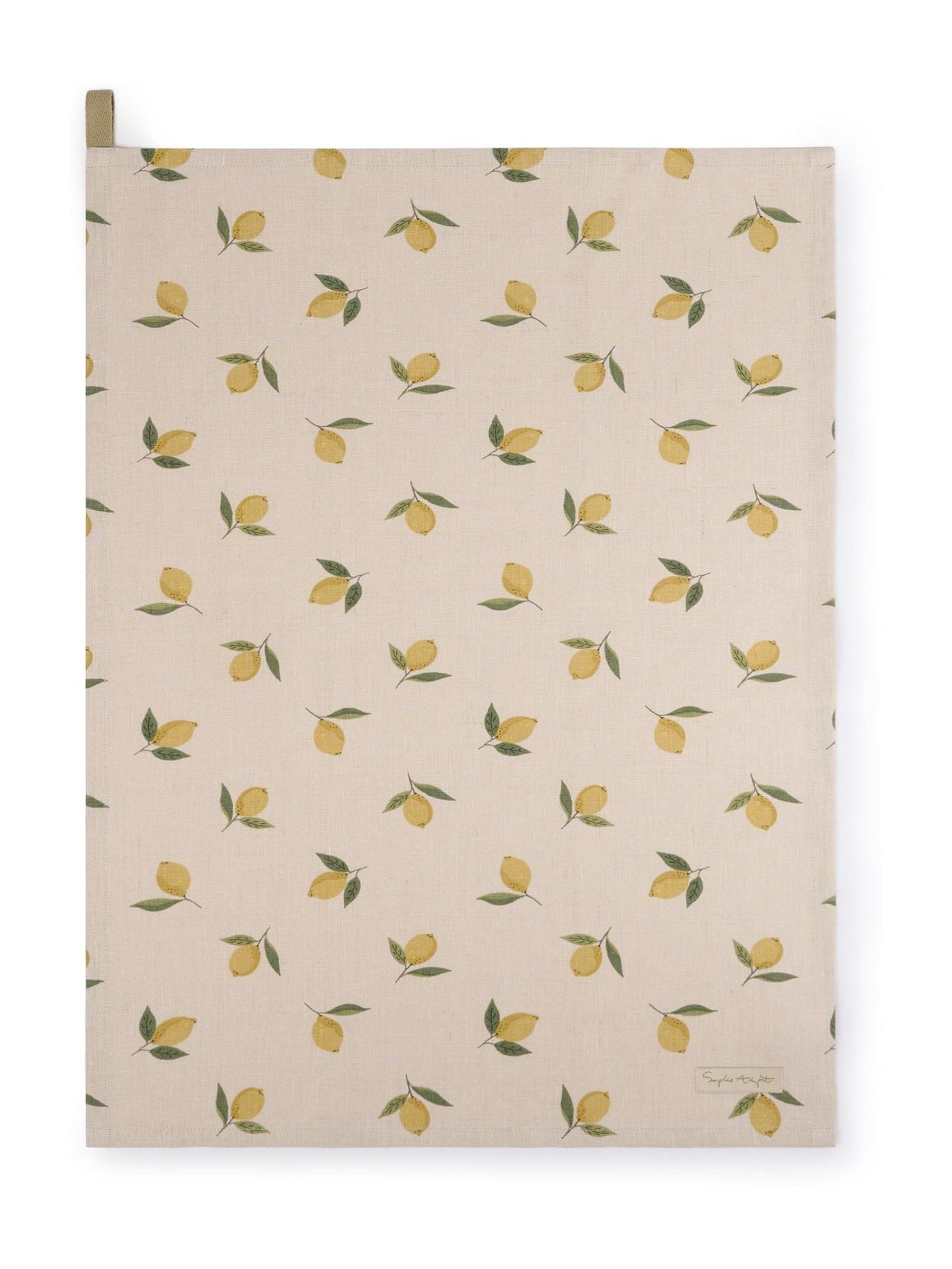 Sophie Allport Natural Lemons linen tea towel, UK version